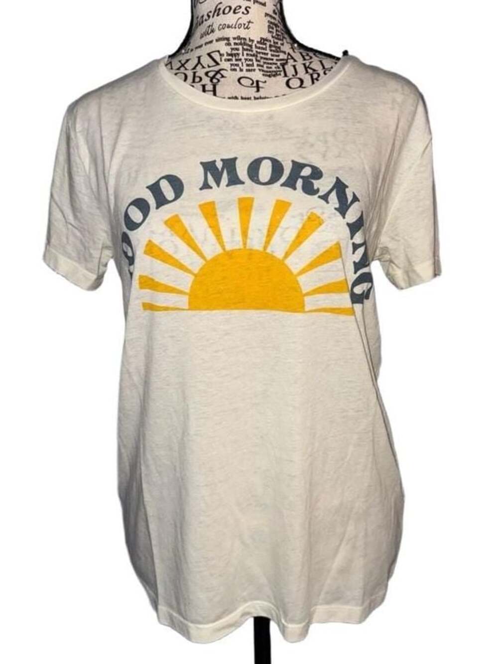 Chaser Good Morning Sunshine Graphic Tee Womenβs S Au Lait NWT